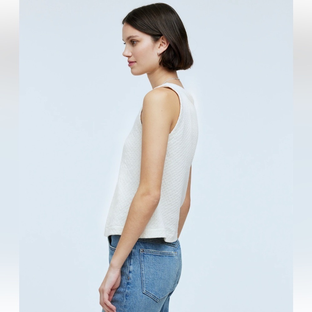 MADEWELL Pointelle Single-Button Vest Size M Bleached Canvas - Picture 3 of 13